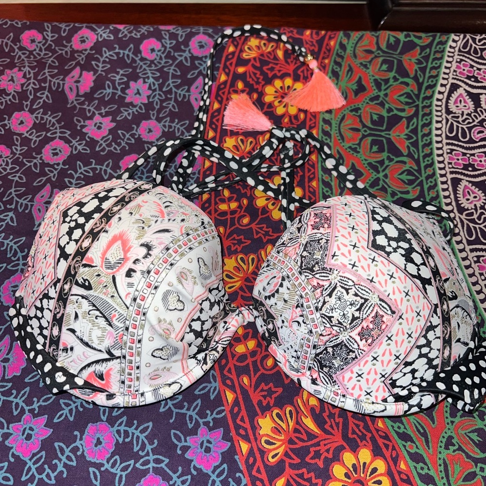 Victoria's Secret Black and White Polka Dot Bikini Top